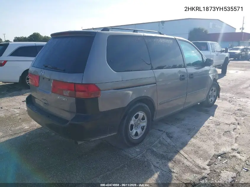 2000 Honda Odyssey Ex VIN: 2HKRL1873YH535571 Lot: 42474958