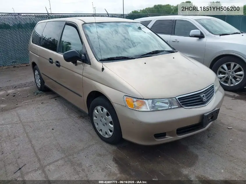 2000 Honda Odyssey VIN: 2HCRL1851YH506200 Lot: 42481773