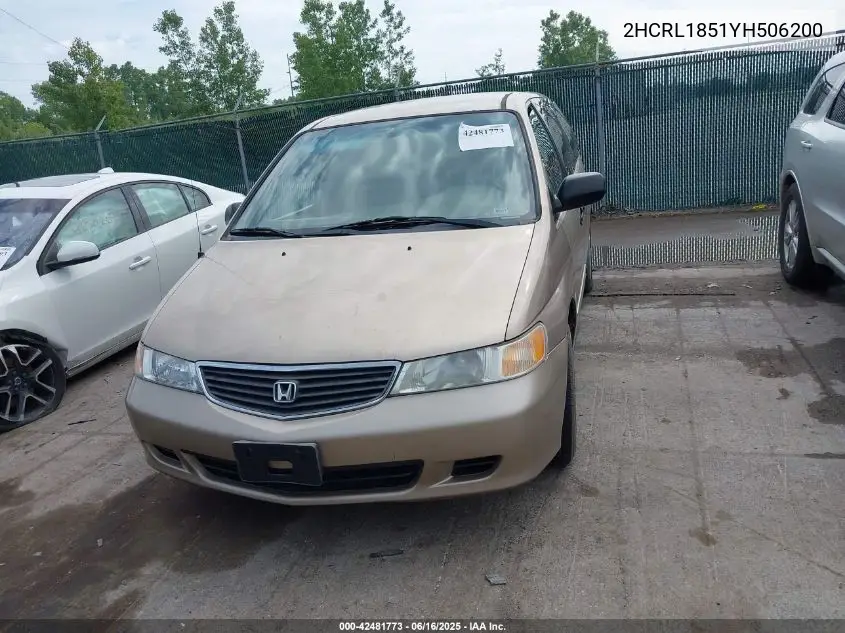 2000 Honda Odyssey VIN: 2HCRL1851YH506200 Lot: 42481773