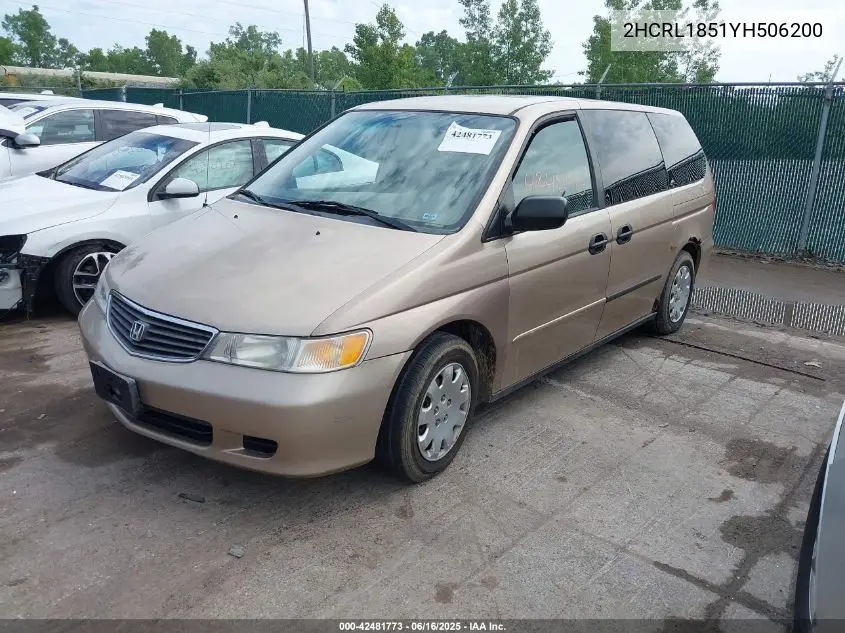2000 Honda Odyssey VIN: 2HCRL1851YH506200 Lot: 42481773