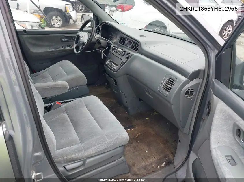 2000 Honda Odyssey Ex VIN: 2HKRL1863YH502965 Lot: 42507457