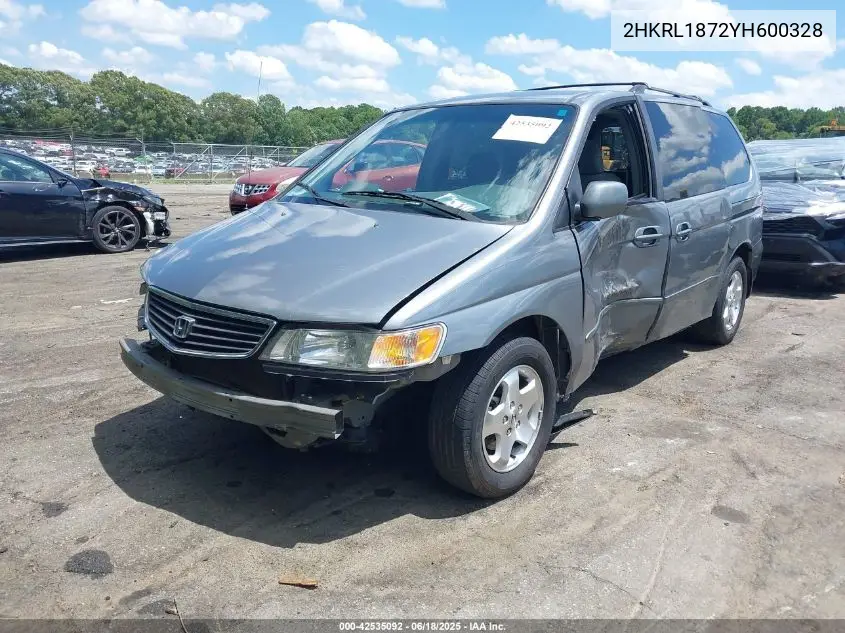 2000 Honda Odyssey Ex VIN: 2HKRL1872YH600328 Lot: 42535092