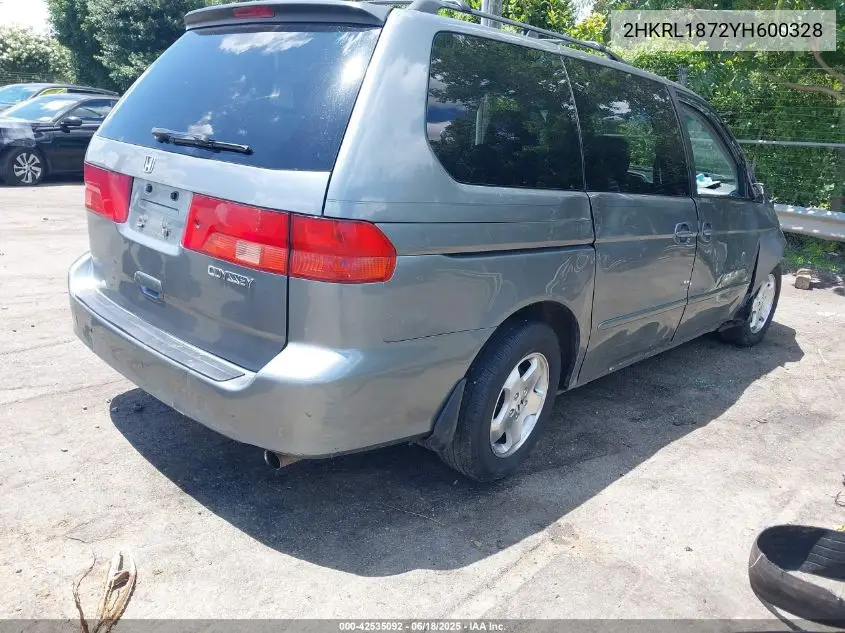 2000 Honda Odyssey Ex VIN: 2HKRL1872YH600328 Lot: 42535092
