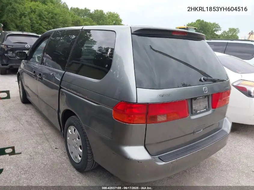 2000 Honda Odyssey Lx VIN: 2HKRL1853YH604516 Lot: 42537159