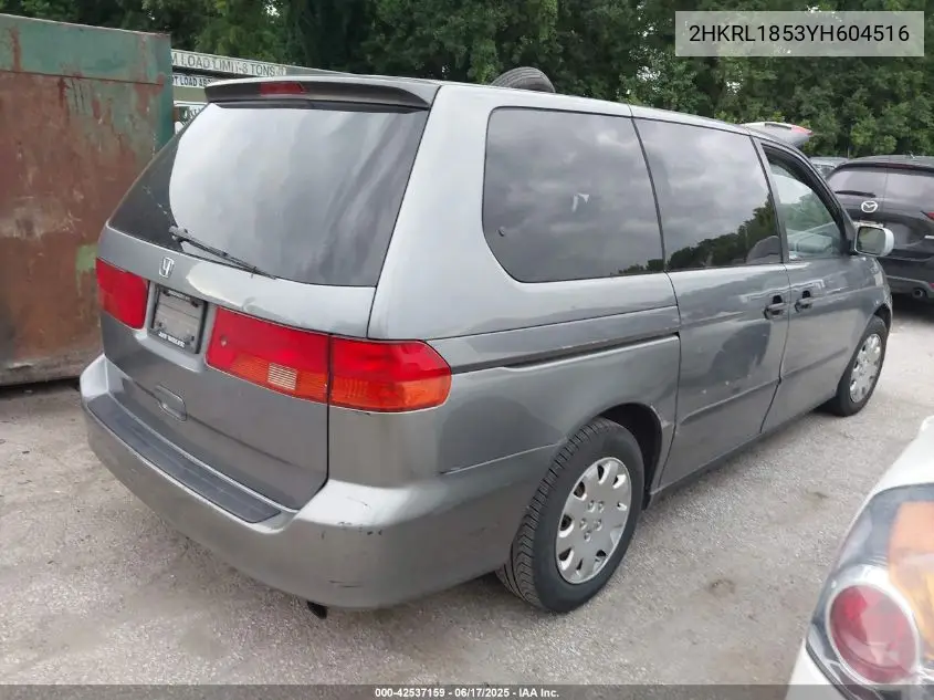 2000 Honda Odyssey Lx VIN: 2HKRL1853YH604516 Lot: 42537159