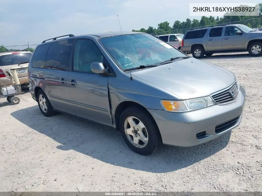 2000 Honda Odyssey Ex VIN: 2HKRL186XYH538927 Lot: 42604081