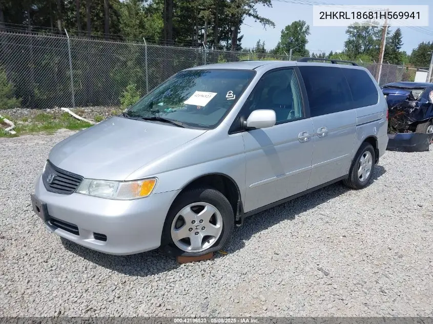 2001 Honda Odyssey Ex VIN: 2HKRL18681H569941 Lot: 42196523
