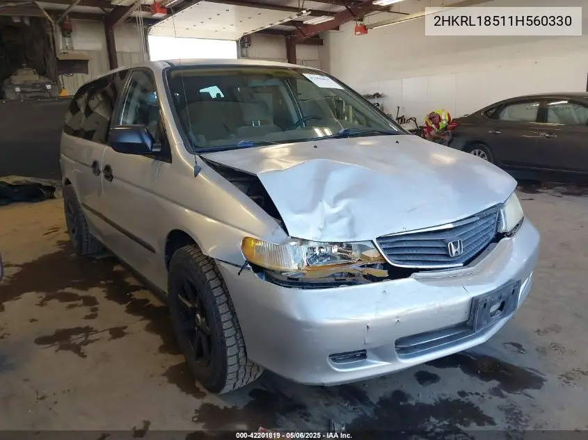 2001 Honda Odyssey Lx VIN: 2HKRL18511H560330 Lot: 42201819