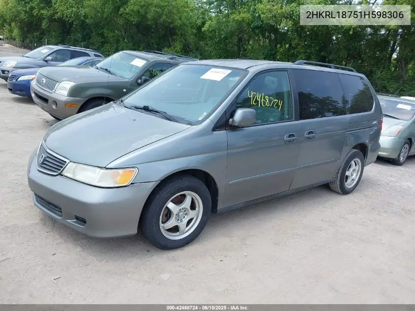 2001 Honda Odyssey Ex VIN: 2HKRL18751H598306 Lot: 42468724
