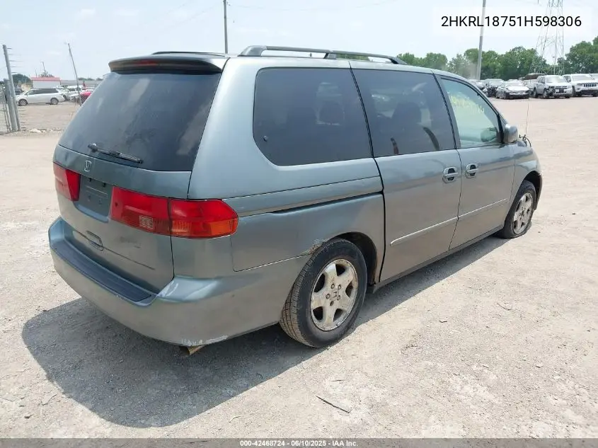 2001 Honda Odyssey Ex VIN: 2HKRL18751H598306 Lot: 42468724