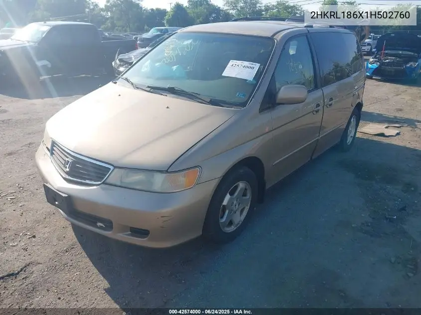 2001 Honda Odyssey Ex VIN: 2HKRL186X1H502760 Lot: 42574000