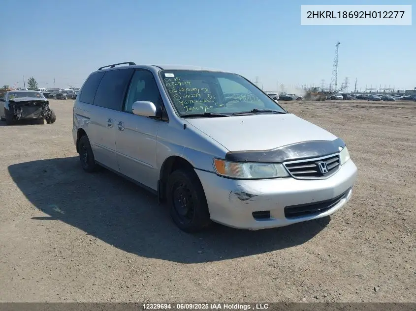 2002 Honda Odyssey Ex VIN: 2HKRL18692H012277 Lot: 12329694