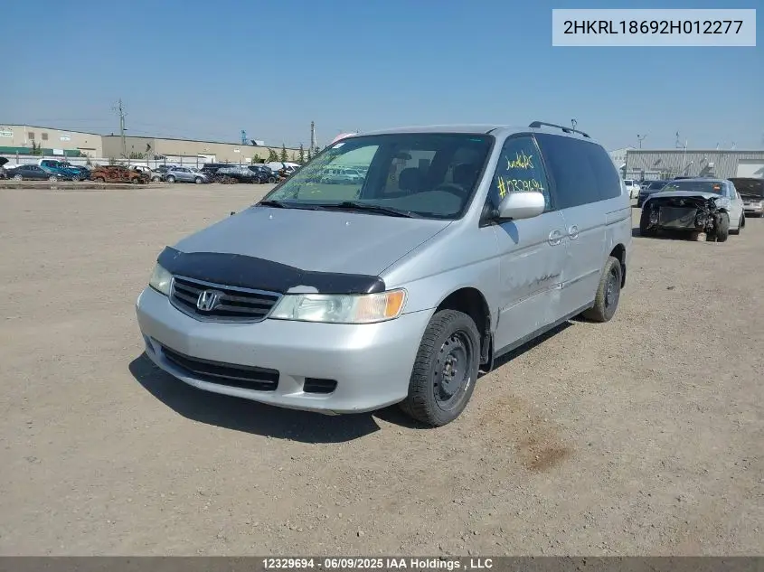 2002 Honda Odyssey Ex VIN: 2HKRL18692H012277 Lot: 12329694