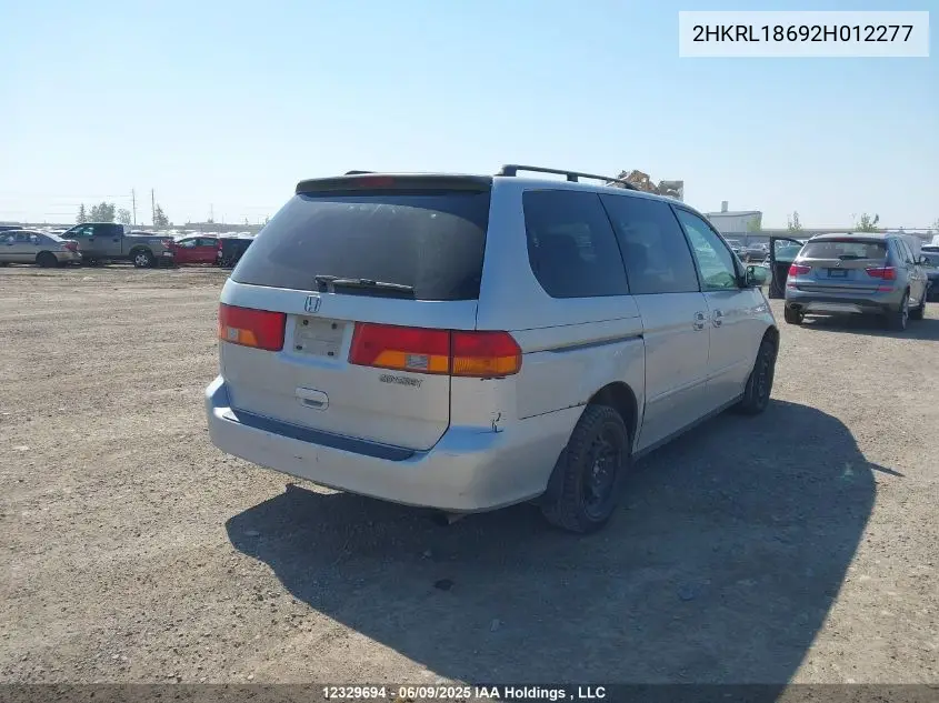 2002 Honda Odyssey Ex VIN: 2HKRL18692H012277 Lot: 12329694