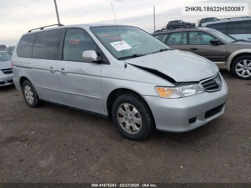 2002 Honda Odyssey Ex VIN: 2HKRL18622H520087 Lot: 41675283