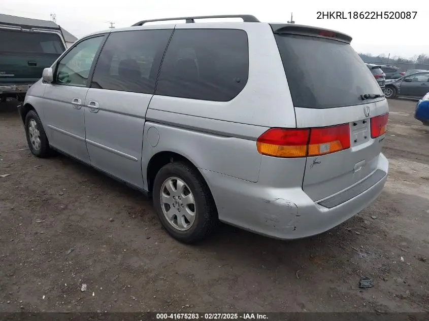2002 Honda Odyssey Ex VIN: 2HKRL18622H520087 Lot: 41675283