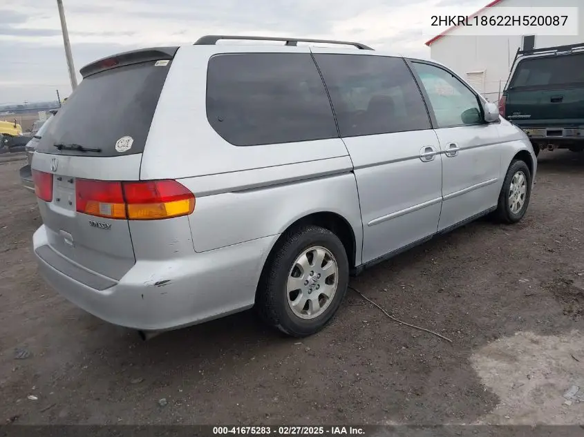 2002 Honda Odyssey Ex VIN: 2HKRL18622H520087 Lot: 41675283