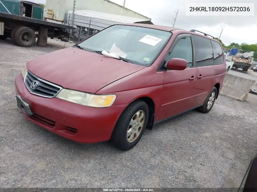 2002 Honda Odyssey Ex-L VIN: 2HKRL18092H572036 Lot: 42122713