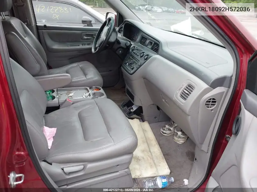 2002 Honda Odyssey Ex-L VIN: 2HKRL18092H572036 Lot: 42122713
