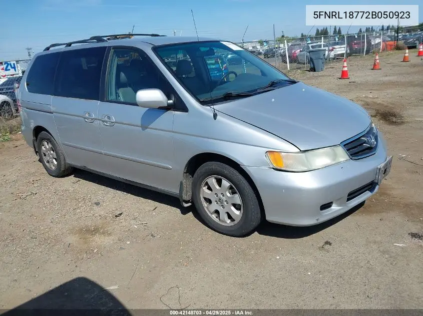 2002 Honda Odyssey Ex-L VIN: 5FNRL18772B050923 Lot: 42148703
