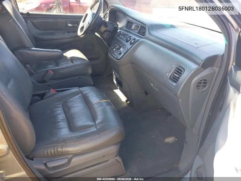 2002 Honda Odyssey Ex-L VIN: 5FNRL18012B036003 Lot: 42205950