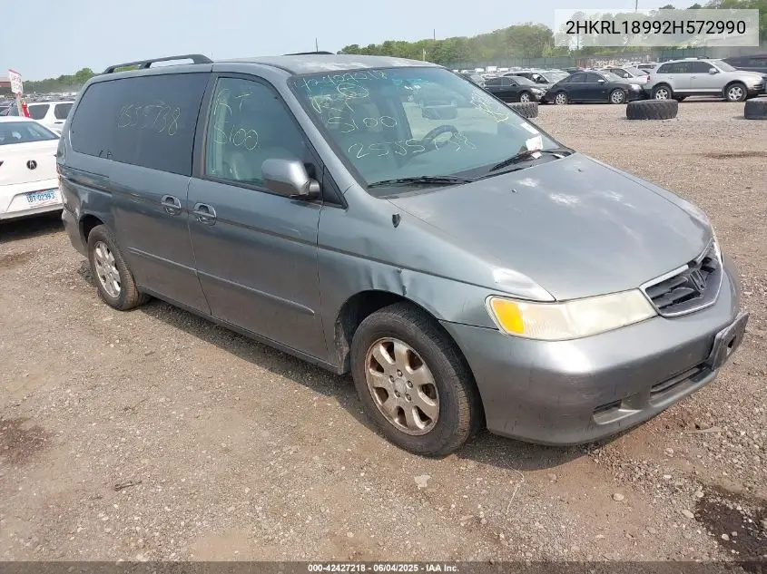 2002 Honda Odyssey Ex-L VIN: 2HKRL18992H572990 Lot: 42427218