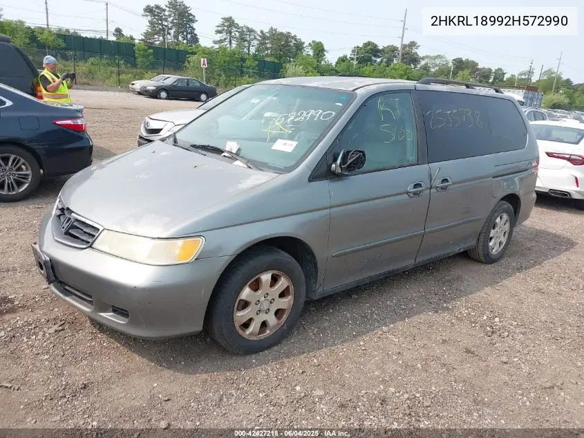 2002 Honda Odyssey Ex-L VIN: 2HKRL18992H572990 Lot: 42427218