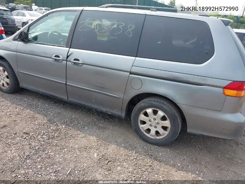 2002 Honda Odyssey Ex-L VIN: 2HKRL18992H572990 Lot: 42427218