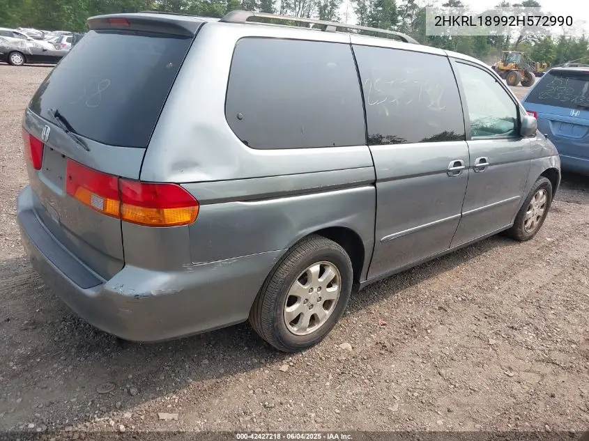 2002 Honda Odyssey Ex-L VIN: 2HKRL18992H572990 Lot: 42427218