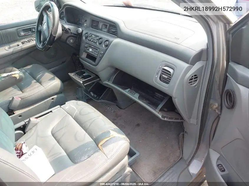 2002 Honda Odyssey Ex-L VIN: 2HKRL18992H572990 Lot: 42427218