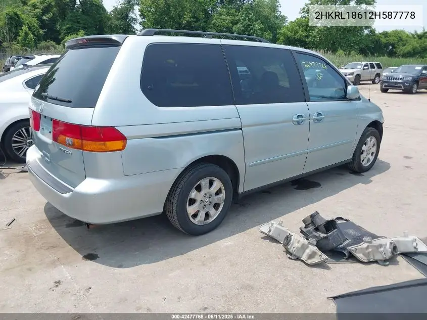 2002 Honda Odyssey Ex VIN: 2HKRL18612H587778 Lot: 42477768