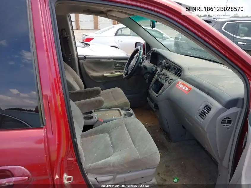 2002 Honda Odyssey Ex VIN: 5FNRL18612B028570 Lot: 42491201