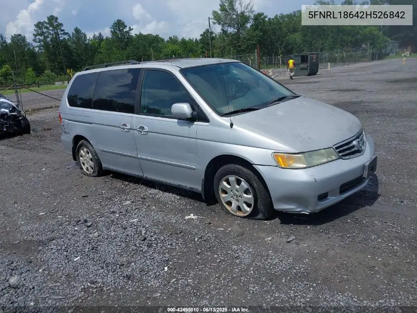 2002 Honda Odyssey Ex VIN: 5FNRL18642H526842 Lot: 42495810