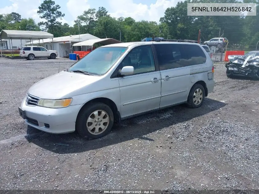 2002 Honda Odyssey Ex VIN: 5FNRL18642H526842 Lot: 42495810