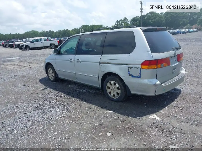 2002 Honda Odyssey Ex VIN: 5FNRL18642H526842 Lot: 42495810