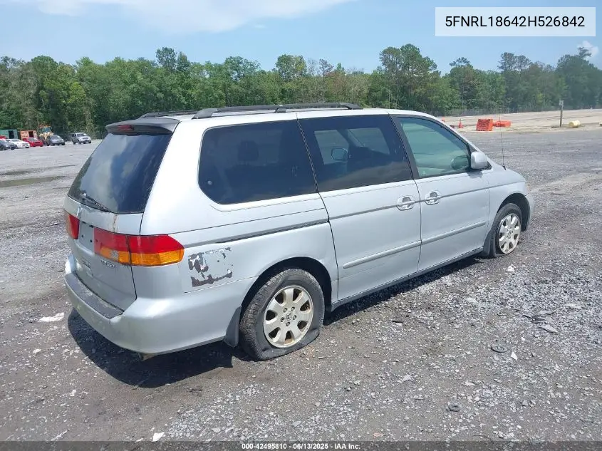 2002 Honda Odyssey Ex VIN: 5FNRL18642H526842 Lot: 42495810