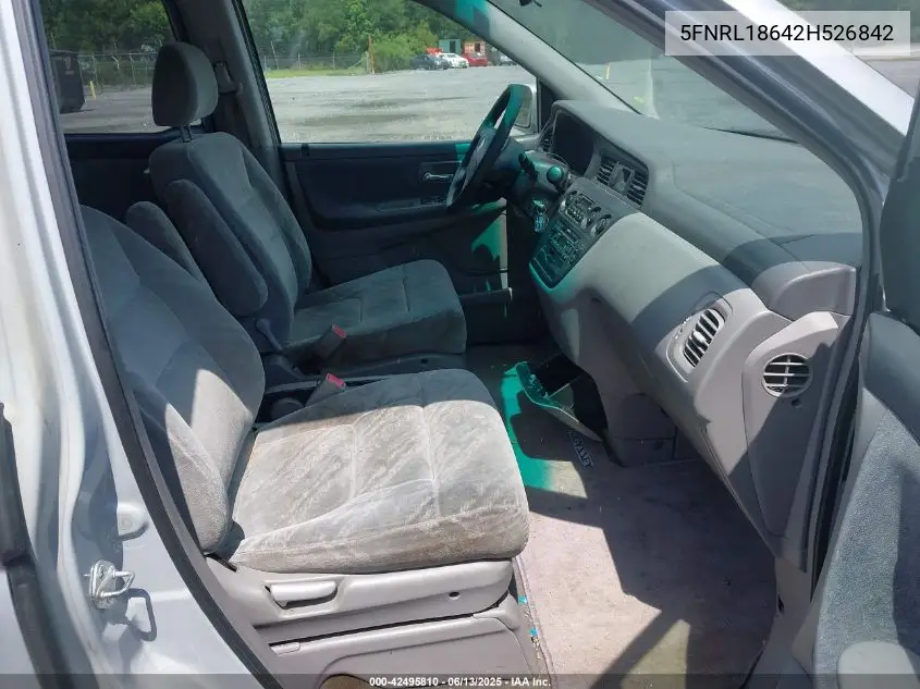 2002 Honda Odyssey Ex VIN: 5FNRL18642H526842 Lot: 42495810