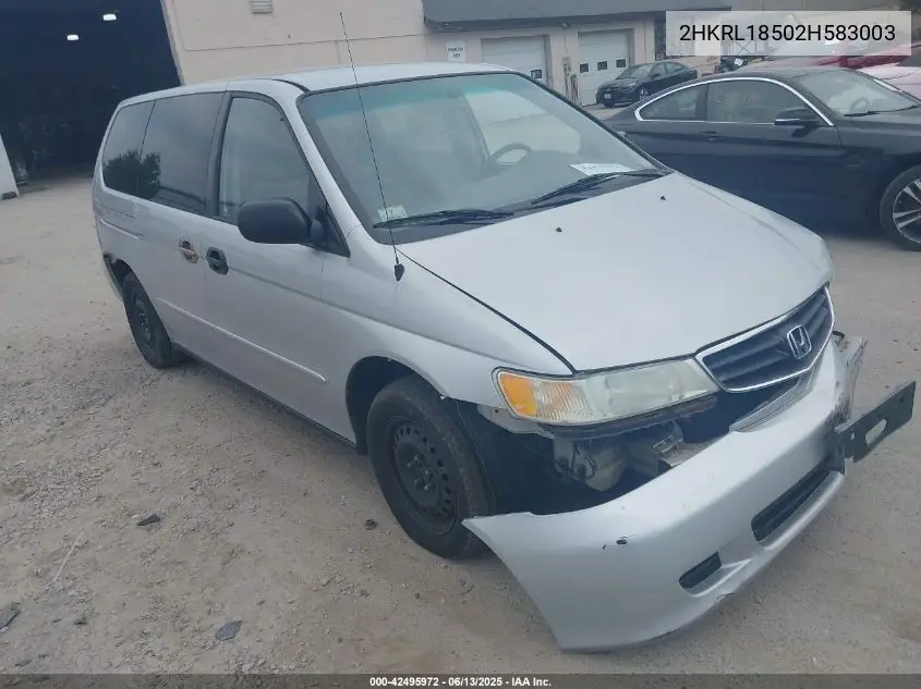 2002 Honda Odyssey Lx VIN: 2HKRL18502H583003 Lot: 42495972