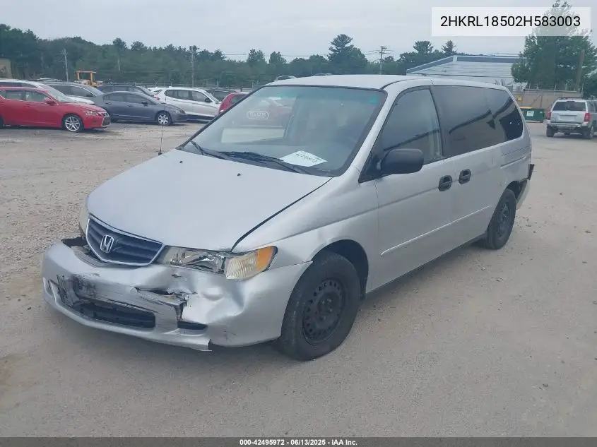 2002 Honda Odyssey Lx VIN: 2HKRL18502H583003 Lot: 42495972