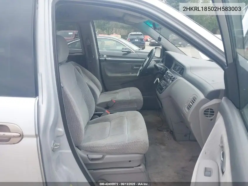 2002 Honda Odyssey Lx VIN: 2HKRL18502H583003 Lot: 42495972