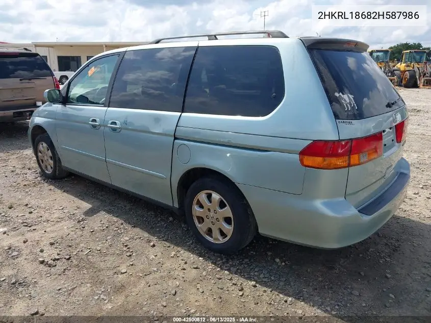 2002 Honda Odyssey Ex VIN: 2HKRL18682H587986 Lot: 42500812