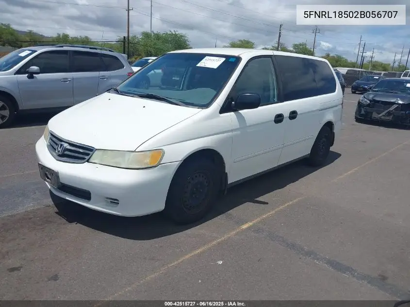 2002 Honda Odyssey Lx VIN: 5FNRL18502B056707 Lot: 42515727