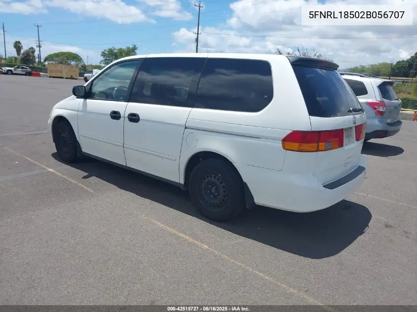 2002 Honda Odyssey Lx VIN: 5FNRL18502B056707 Lot: 42515727
