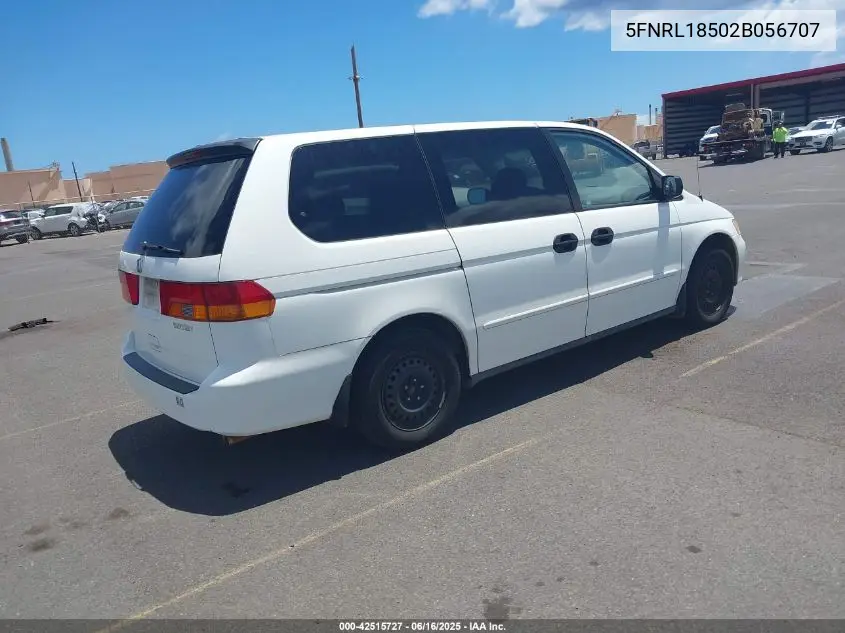 2002 Honda Odyssey Lx VIN: 5FNRL18502B056707 Lot: 42515727