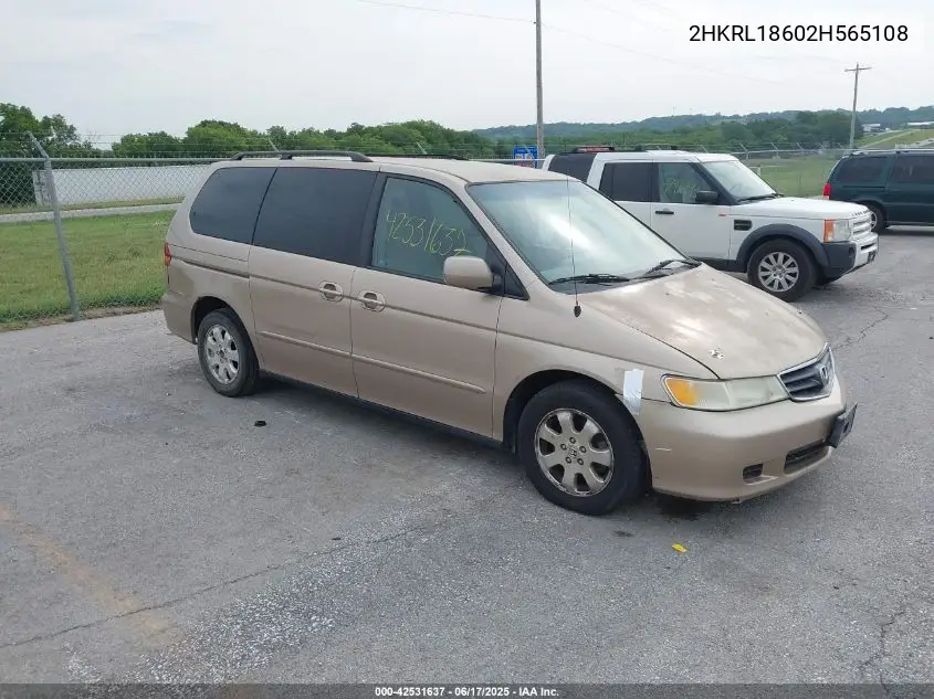 2002 Honda Odyssey Ex VIN: 2HKRL18602H565108 Lot: 42531637