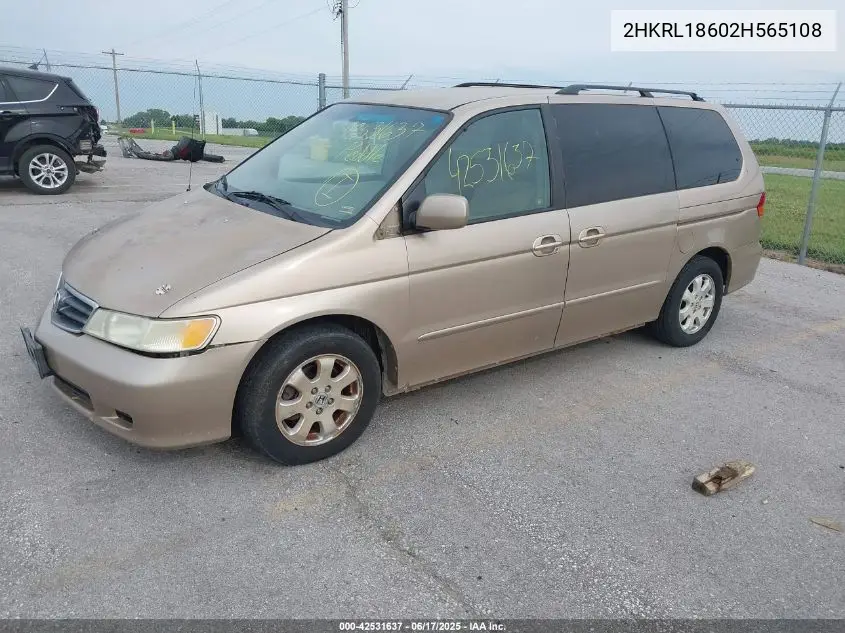 2002 Honda Odyssey Ex VIN: 2HKRL18602H565108 Lot: 42531637
