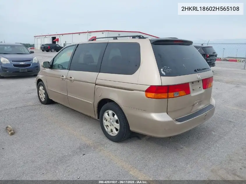 2002 Honda Odyssey Ex VIN: 2HKRL18602H565108 Lot: 42531637