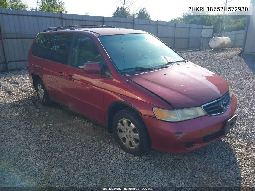 2002 Honda Odyssey Ex VIN: 2HKRL18652H572930 Lot: 42541387