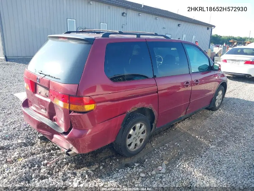 2002 Honda Odyssey Ex VIN: 2HKRL18652H572930 Lot: 42541387