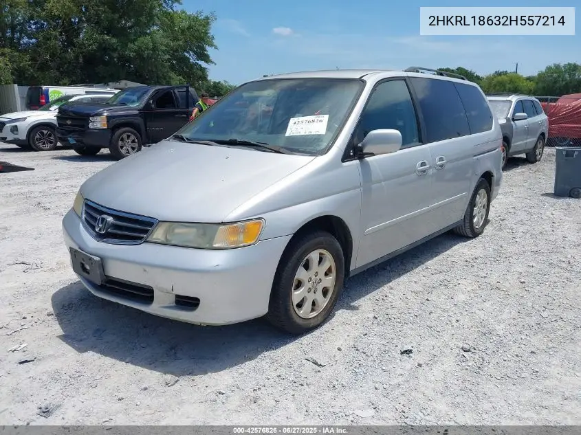 2002 Honda Odyssey Ex VIN: 2HKRL18632H557214 Lot: 42576826